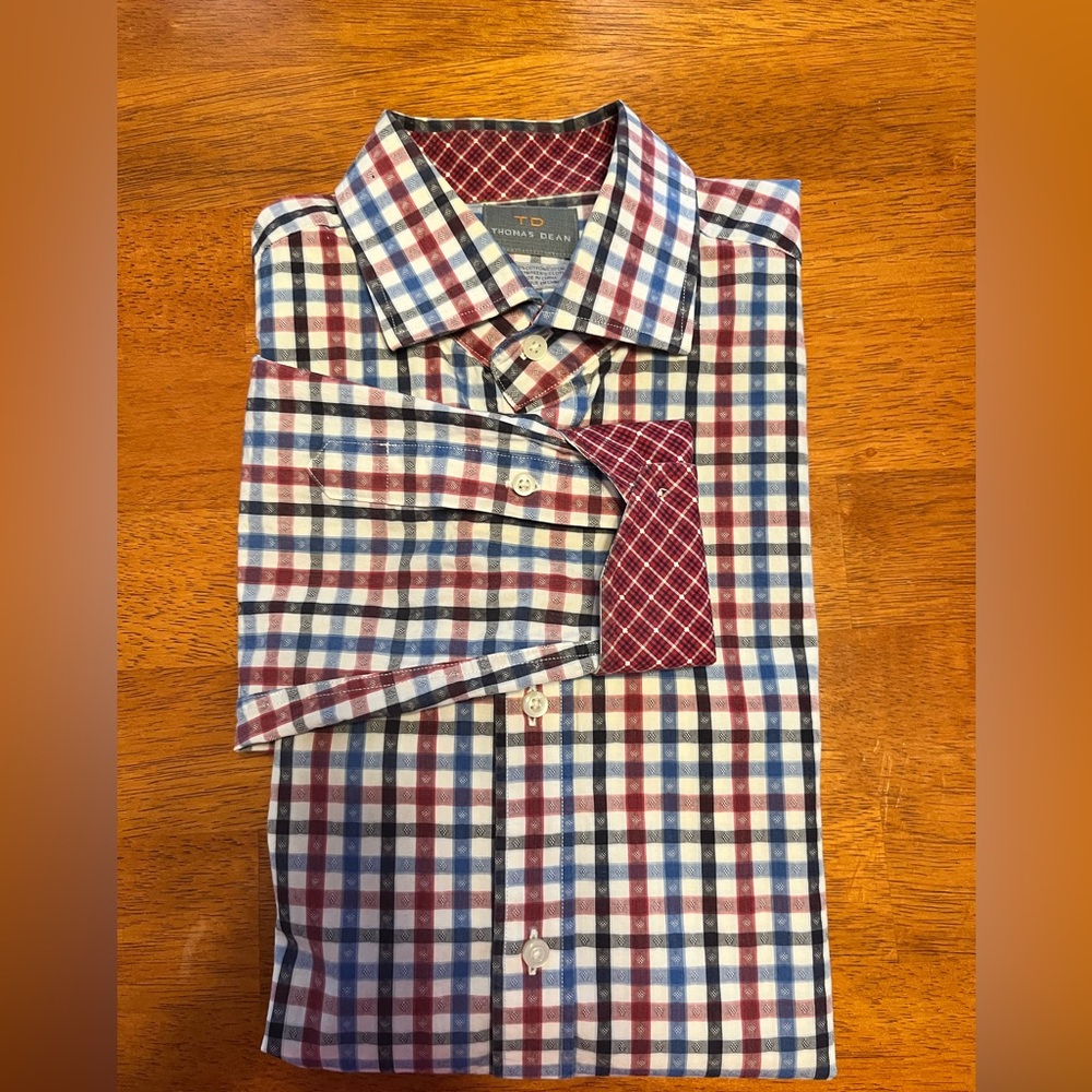 Thomas Dean Multicolor Checkered Button Down Shirt